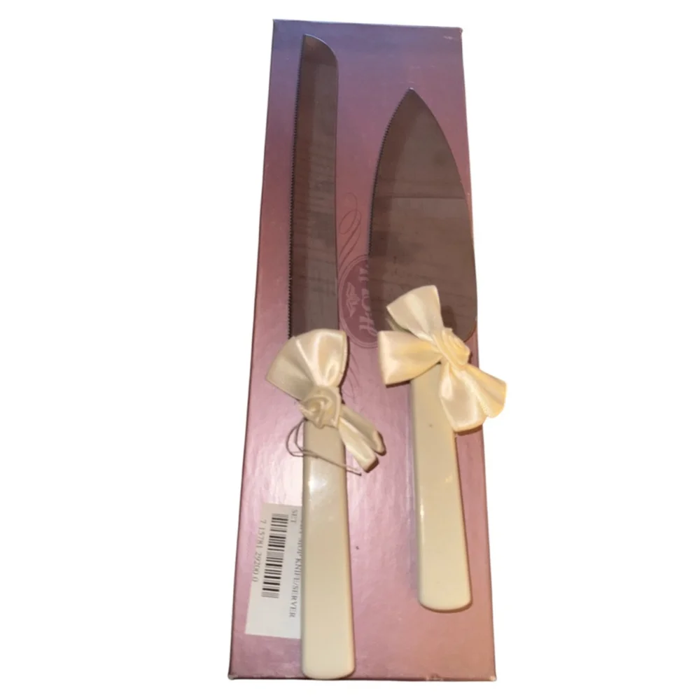 Vintage Hortense B. Hewitt Co. Cake Knife and Server Set Ivory New